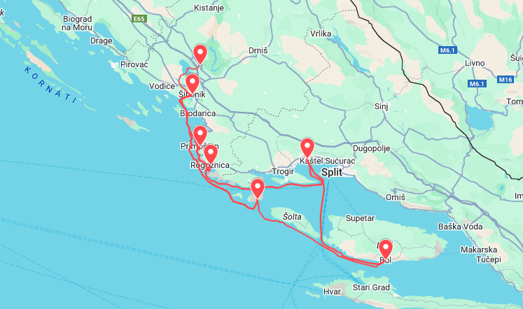 Gourmet Coastal Experience sailing route map